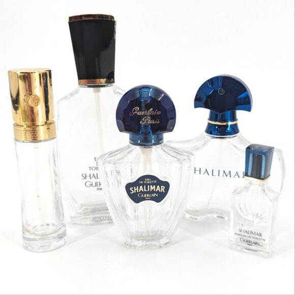 Guerlain Shalimar Paris Vintage Perfume Cologne Bottle Vanity Decor Set of 5 - Picture 1 of 7